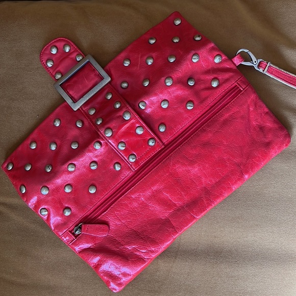 Studded Red Leather Clutch - Picture 4 of 5